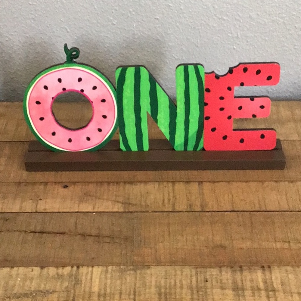 One in a melon watermelon first birthday small party sign